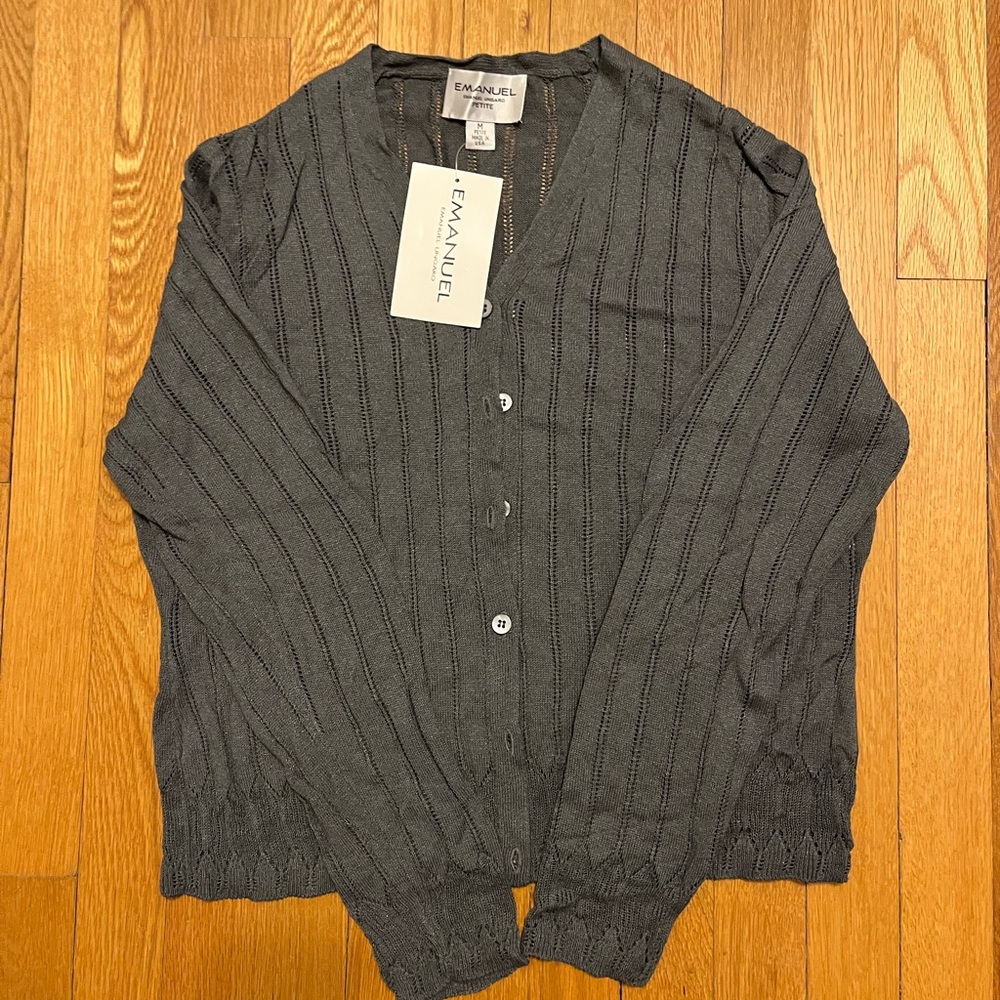 Emanuel Ungaro Dark Gray Button-Front Knit Cardigan